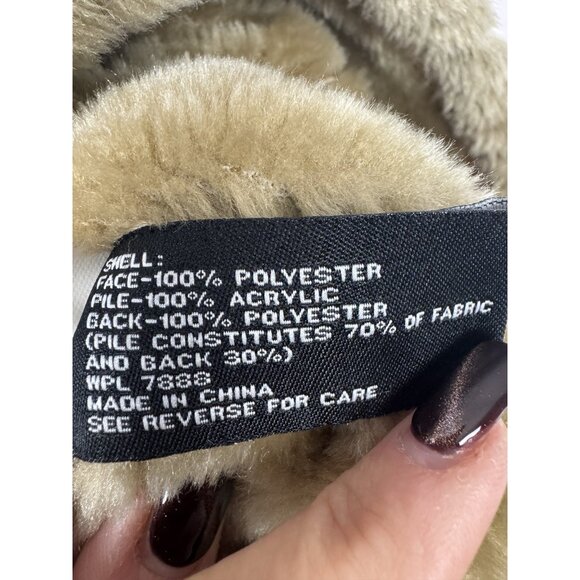 Womens XL Penny Lane Tan Faux Suede Maxi Hooded Full Length Faux Fur Trim Coat - Picture 8 of 15